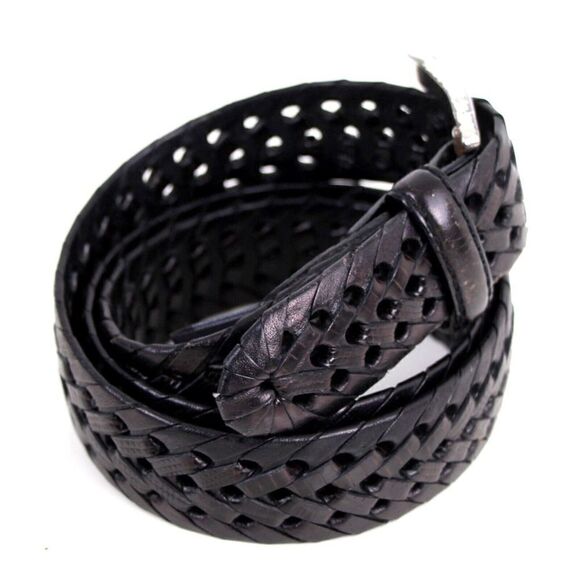 Brighton WOVEN DARK BROWN LEATHER 1"Wd DRESS CASUAL WOMEN'S BELT Sz M/32 (T12 - Picture 5 of 12